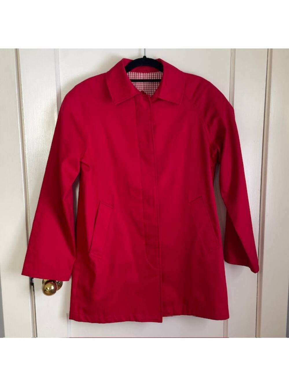 J.G. Hook Vintage Red Coat Jacket Gingham Lined Preppy Classic Womens S